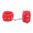 Love in Leather Faux Fur Lined Wrist Restraints - Red